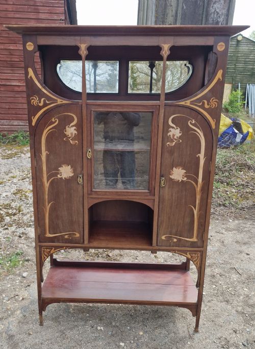 ART NOUVEAU INLAID MAHOGANY CABINET - ADDITIONAL PHOTO 4