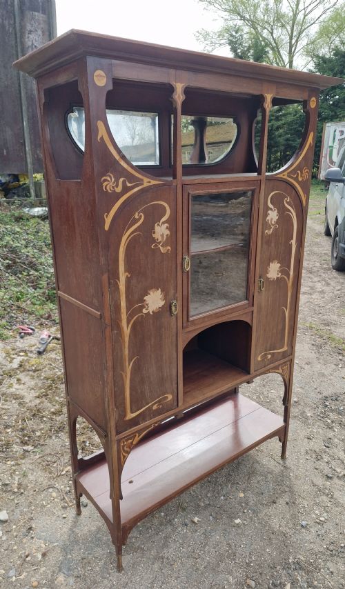 ART NOUVEAU INLAID MAHOGANY CABINET - ADDITIONAL PHOTO 6