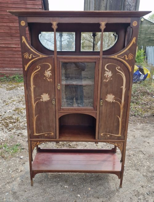 ART NOUVEAU INLAID MAHOGANY CABINET - ADDITIONAL PHOTO 8