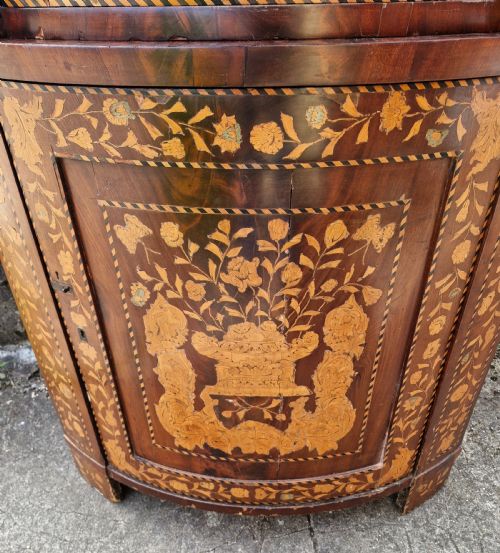 DUTCH MARQUETRY DOUBLE HEIGHT BOW FRONT CORNER CUPBOARD - ADDITIONAL PHOTO 2
