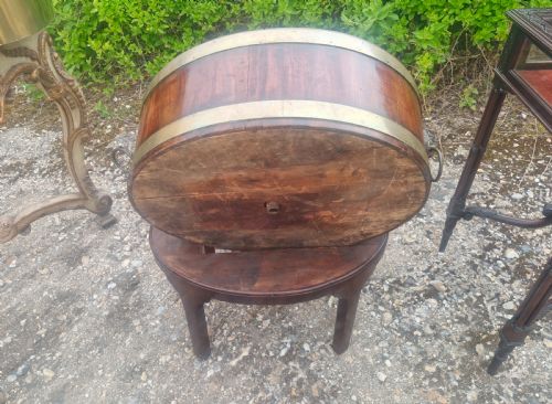 LATE GEORGIAN MAHOGANY BRASS BOUND WINE COOLER OR PLANT JARDINIERE - ADDITIONAL PHOTO 5