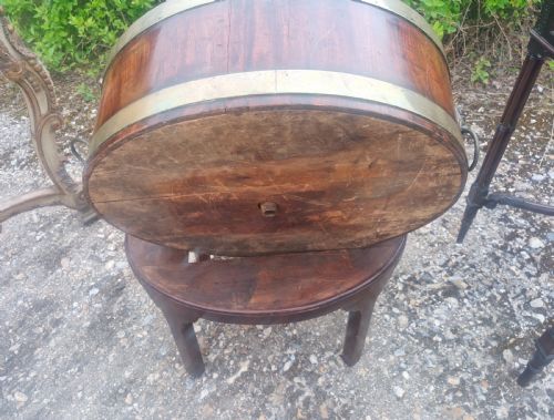 LATE GEORGIAN MAHOGANY BRASS BOUND WINE COOLER OR PLANT JARDINIERE - ADDITIONAL PHOTO 6