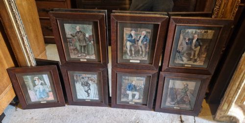 set of 7 oak framed and glazed picture frames - CATEGORY: ANTIQUE MISCELLANEOUS - DATED 1920