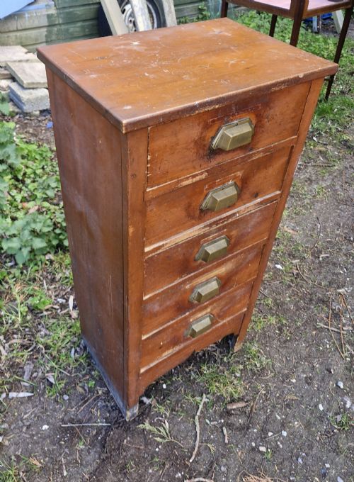 5 DRAWER OFFICE CABINET WITH GOOD OF THE PERIOD BRASS HANDLES - ADDITIONAL PHOTO 4