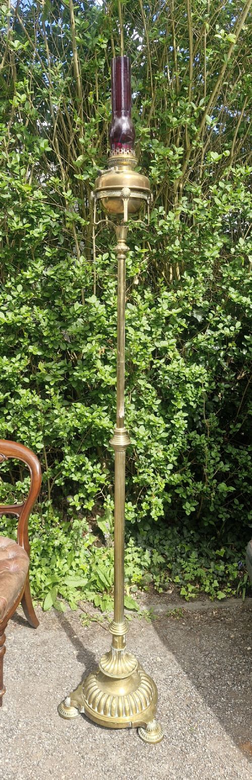 VICTORIAN BRASS FULLLY ADJUSTABLE LAMP UNCONVERTED - ADDITIONAL PHOTO 3