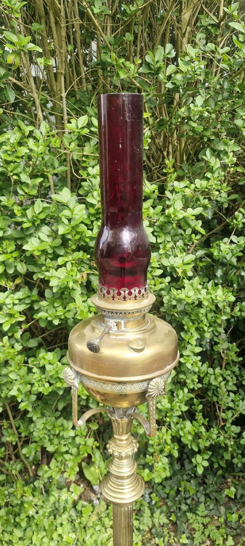 VICTORIAN BRASS FULLLY ADJUSTABLE LAMP UNCONVERTED - ADDITIONAL PHOTO 5