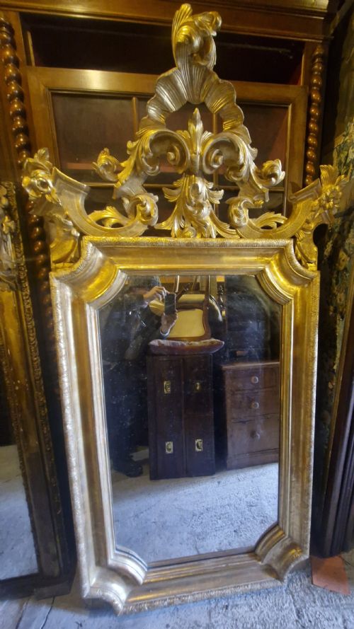 LARGE CARVED GILT WOOD HALL MIRROR - ADDITIONAL PHOTO 1