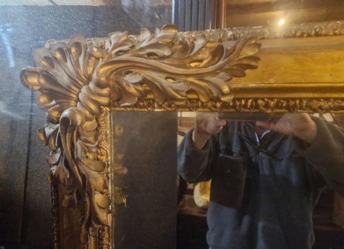 LARGE 19TH CENTURY CARVED GILT OVERMANTEL MIRROR - ADDITIONAL PHOTO 1