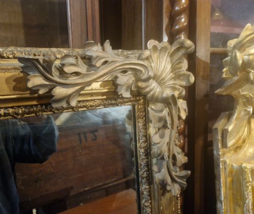 LARGE 19TH CENTURY CARVED GILT OVERMANTEL MIRROR - ADDITIONAL PHOTO 2