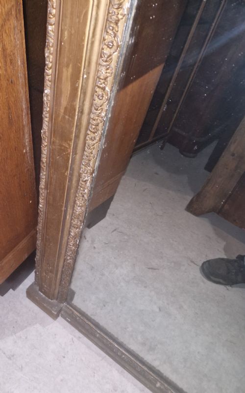 LARGE 19TH CENTURY CARVED GILT OVERMANTEL MIRROR - ADDITIONAL PHOTO 4