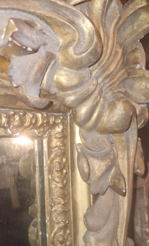 LARGE 19TH CENTURY CARVED GILT OVERMANTEL MIRROR - ADDITIONAL PHOTO 8