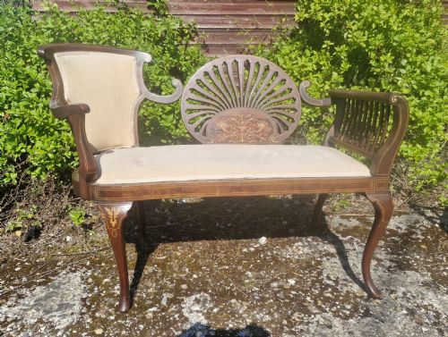 EDWARDIAN INLAID MAHOGANY WINDOW SEATS - ADDITIONAL PHOTO 1