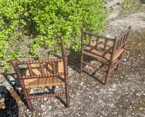 PAIR OF BOBBIN FRAMED CORNER CHAIRS - ADDITIONAL PHOTO 3