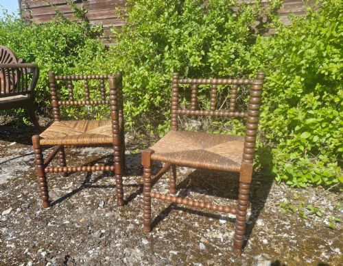 PAIR OF BOBBIN FRAMED CORNER CHAIRS - ADDITIONAL PHOTO 4