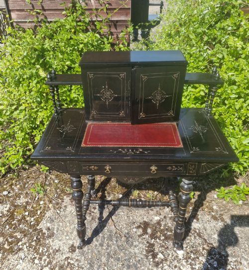 VICTORIAN EBONISED WRITING TABLE - ADDITIONAL PHOTO 1