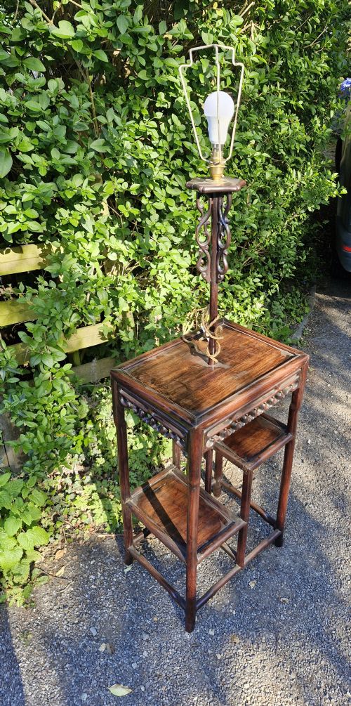 EARLY 20TH CENTURY CHINESE HARDWOOD LAMP STANDARD TABLE - ADDITIONAL PHOTO 5