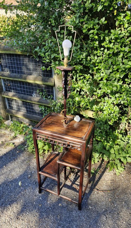 EARLY 20TH CENTURY CHINESE HARDWOOD LAMP STANDARD TABLE - ADDITIONAL PHOTO 6