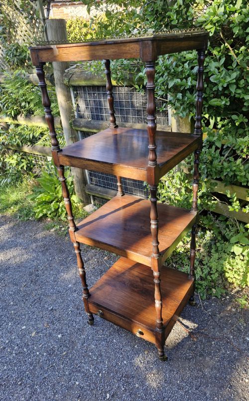 REGENCY ROSEWOOD 4 TIER ETAGERE WITH DRAWER TO BASE - ADDITIONAL PHOTO 4