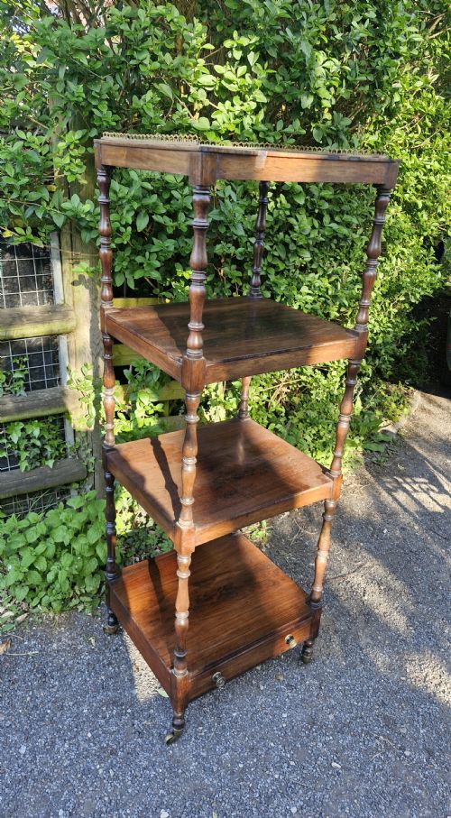 REGENCY ROSEWOOD 4 TIER ETAGERE WITH DRAWER TO BASE - ADDITIONAL PHOTO 5