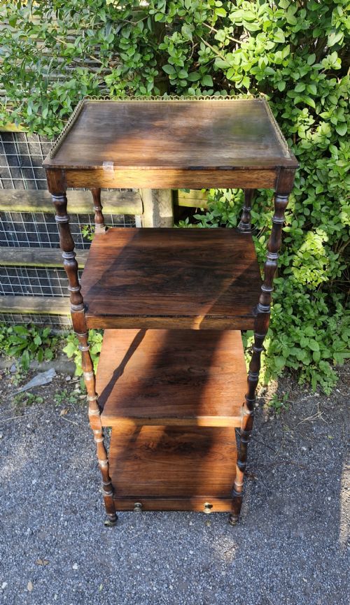 REGENCY ROSEWOOD 4 TIER ETAGERE WITH DRAWER TO BASE - ADDITIONAL PHOTO 6