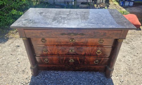 MID 19TH CENTURY FRENCH MAHOGANY MARBLE TOP CHEST IF DRAWERS - ADDITIONAL PHOTO 7