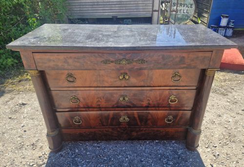 MID 19TH CENTURY FRENCH MAHOGANY MARBLE TOP CHEST IF DRAWERS - ADDITIONAL PHOTO 8
