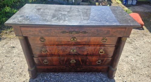 MID 19TH CENTURY FRENCH MAHOGANY MARBLE TOP CHEST IF DRAWERS - ADDITIONAL PHOTO 10