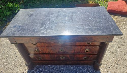 MID 19TH CENTURY FRENCH MAHOGANY MARBLE TOP CHEST IF DRAWERS - ADDITIONAL PHOTO 12