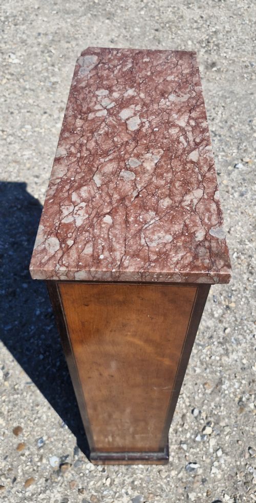 SMALL ROSEWOOD AND SATINWOOD OPEN FRONT BOOKCASE MARBLE TOP - ADDITIONAL PHOTO 4
