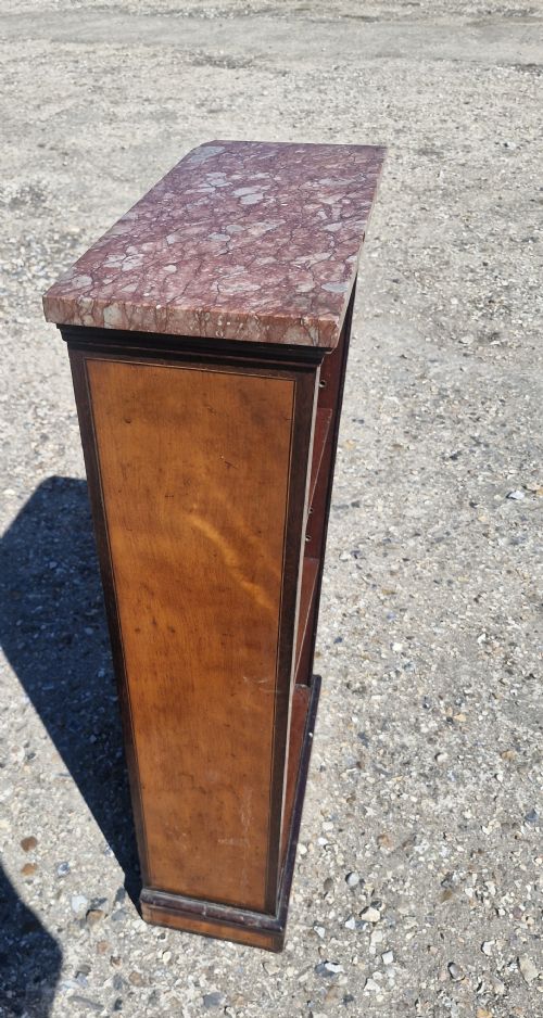 SMALL ROSEWOOD AND SATINWOOD OPEN FRONT BOOKCASE MARBLE TOP - ADDITIONAL PHOTO 5