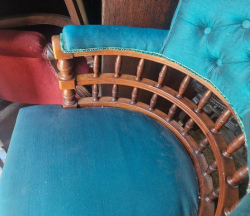 VICTORIAN UPHOLSTERED DESK ARMCHAIR - ADDITIONAL PHOTO 1
