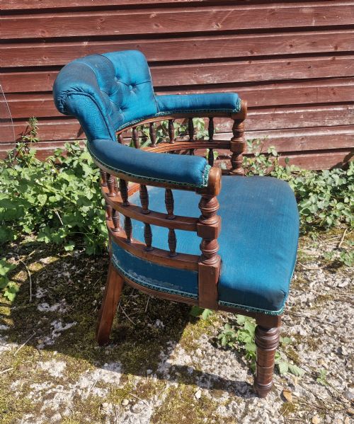 VICTORIAN UPHOLSTERED DESK ARMCHAIR - ADDITIONAL PHOTO 4