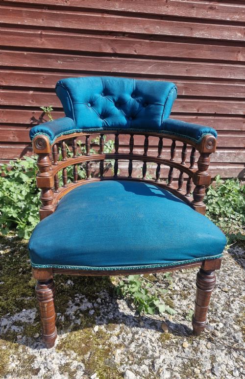 VICTORIAN UPHOLSTERED DESK ARMCHAIR - ADDITIONAL PHOTO 6