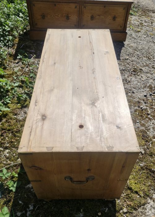 PINE 2 PART CAMPAIGN CHEST OF DRAWERS - ADDITIONAL PHOTO 4