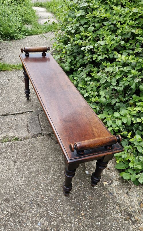 MID 19TH CENTURY MAHOGANY HALL BENCH - ADDITIONAL PHOTO 2