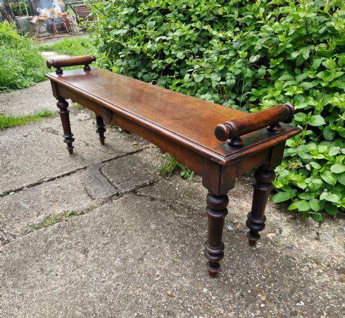 MID 19TH CENTURY MAHOGANY HALL BENCH - ADDITIONAL PHOTO 4