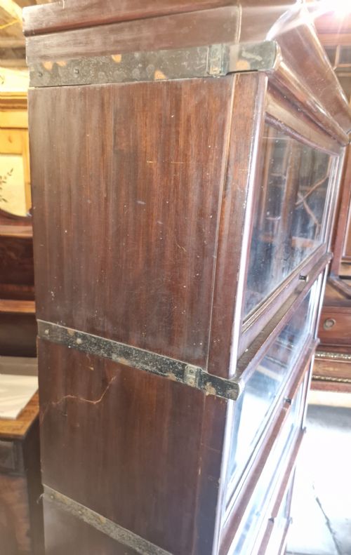 MAHOGANY 5 SECTION GLAZED GLOBE WERNICKE BOOKCASE CABINET - ADDITIONAL PHOTO 3