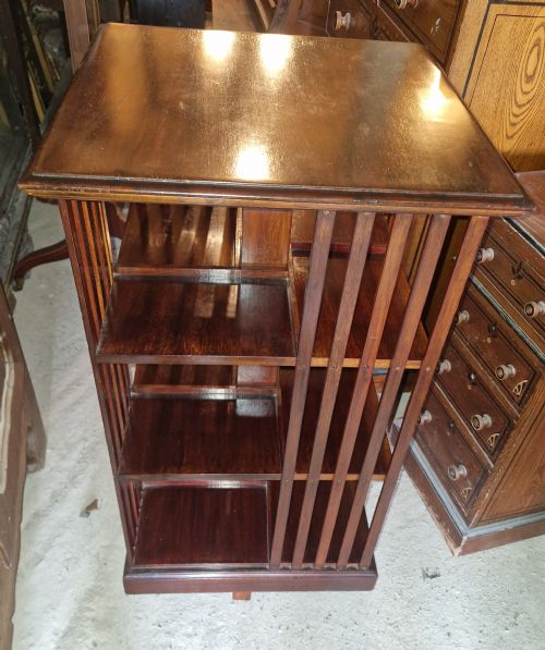 EDWARDIAN WALNUT REVOLVING BOOKCASE