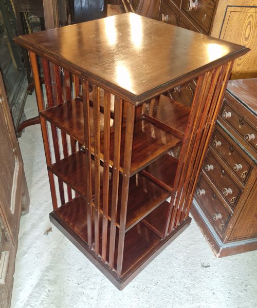 EDWARDIAN WALNUT REVOLVING BOOKCASE - ADDITIONAL PHOTO 1