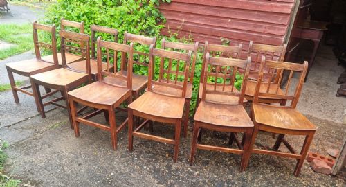 MATCHED SET OF 12 VICTORIAN SUFFOLK KITCHEN CHAIRS - ADDITIONAL PHOTO 5