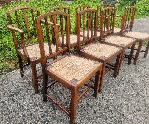 SET OF 8 EAST ANGLIAN RUSH SEAT DINING CHAIRS - ADDITIONAL PHOTO 5