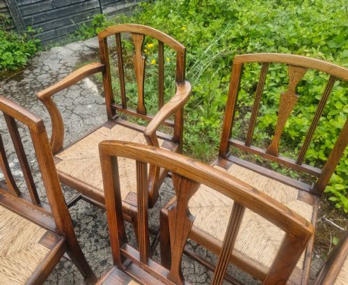 SET OF 8 EAST ANGLIAN RUSH SEAT DINING CHAIRS - ADDITIONAL PHOTO 7