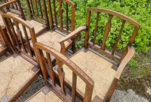 SET OF 8 EAST ANGLIAN RUSH SEAT DINING CHAIRS - ADDITIONAL PHOTO 9