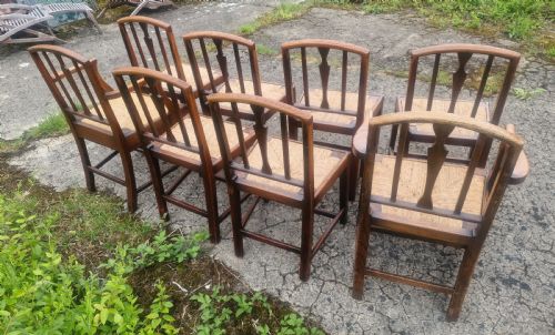 SET OF 8 EAST ANGLIAN RUSH SEAT DINING CHAIRS - ADDITIONAL PHOTO 11