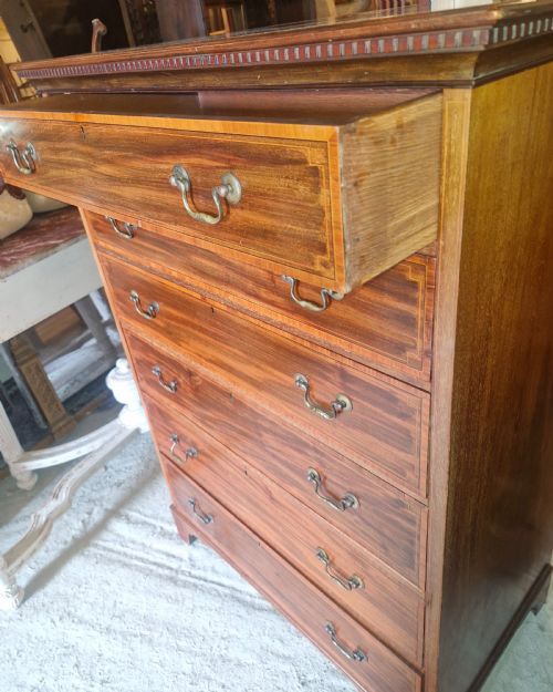 USEFUL EDWARDIAN CHEST OF 6 LONG DRAWERS - ADDITIONAL PHOTO 4