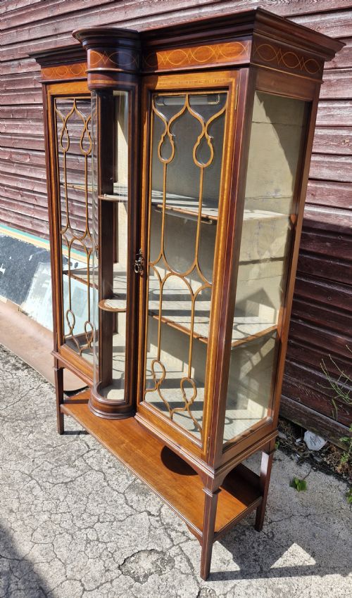 EDWARDIAN INLAID MAHOGANY BIJOUTERIE DISPLAY CABINET IN GOOD CONDITION - ADDITIONAL PHOTO 7