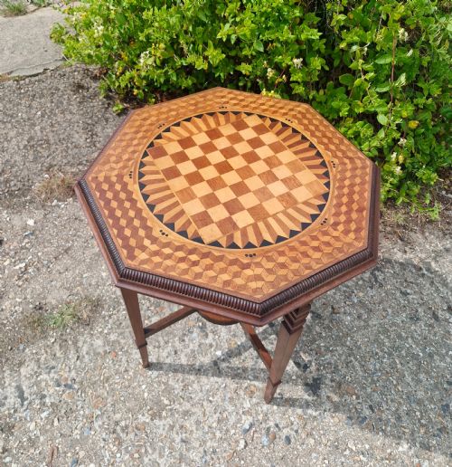 LATE VICTORIAN INLAID AND PARQUETRY GAMES TABLE - ADDITIONAL PHOTO 1