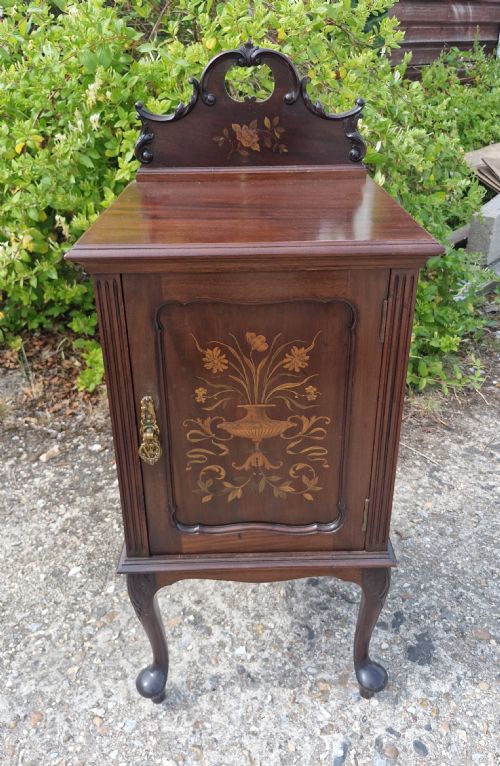 LATE VICTORIAN INLAID MAHOGANY BEDSIDE CABINET