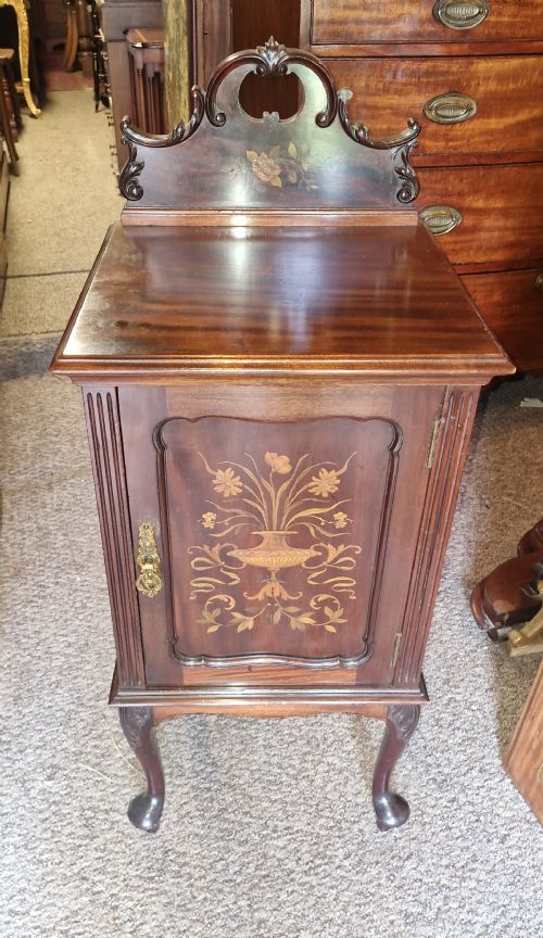 LATE VICTORIAN INLAID MAHOGANY BEDSIDE CABINET - ADDITIONAL PHOTO 1