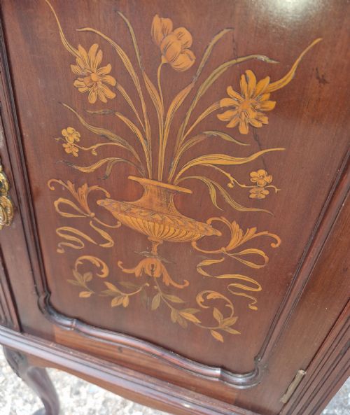 LATE VICTORIAN INLAID MAHOGANY BEDSIDE CABINET - ADDITIONAL PHOTO 2